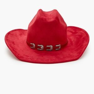 Women's red suede cowboy hat